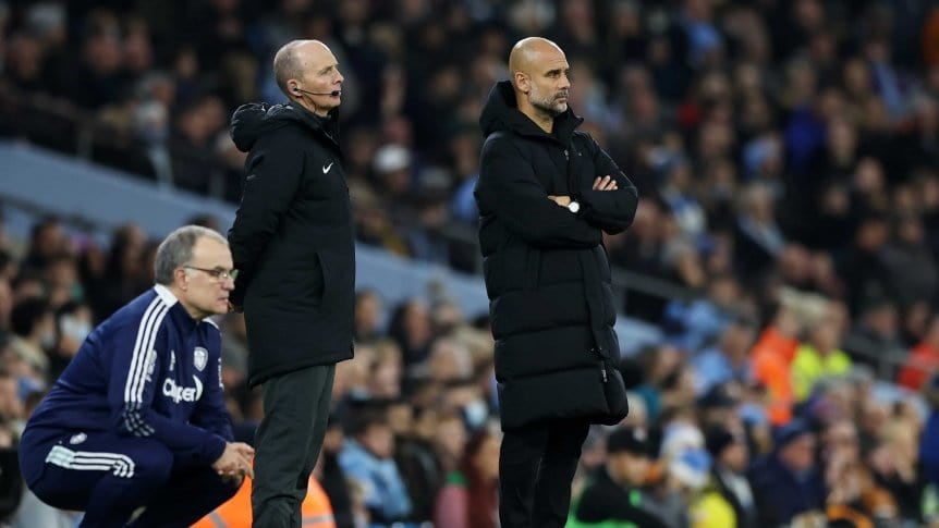 El equipo de Pep Guardiola le hizo siete al del Loco, la derrota más dura en la carrera del técnico argentino. / Gentileza.