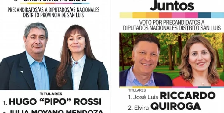 Las dos boletas de colectoras puntanas que sus modelos fueron rechazadas por la Cámara Electoral.