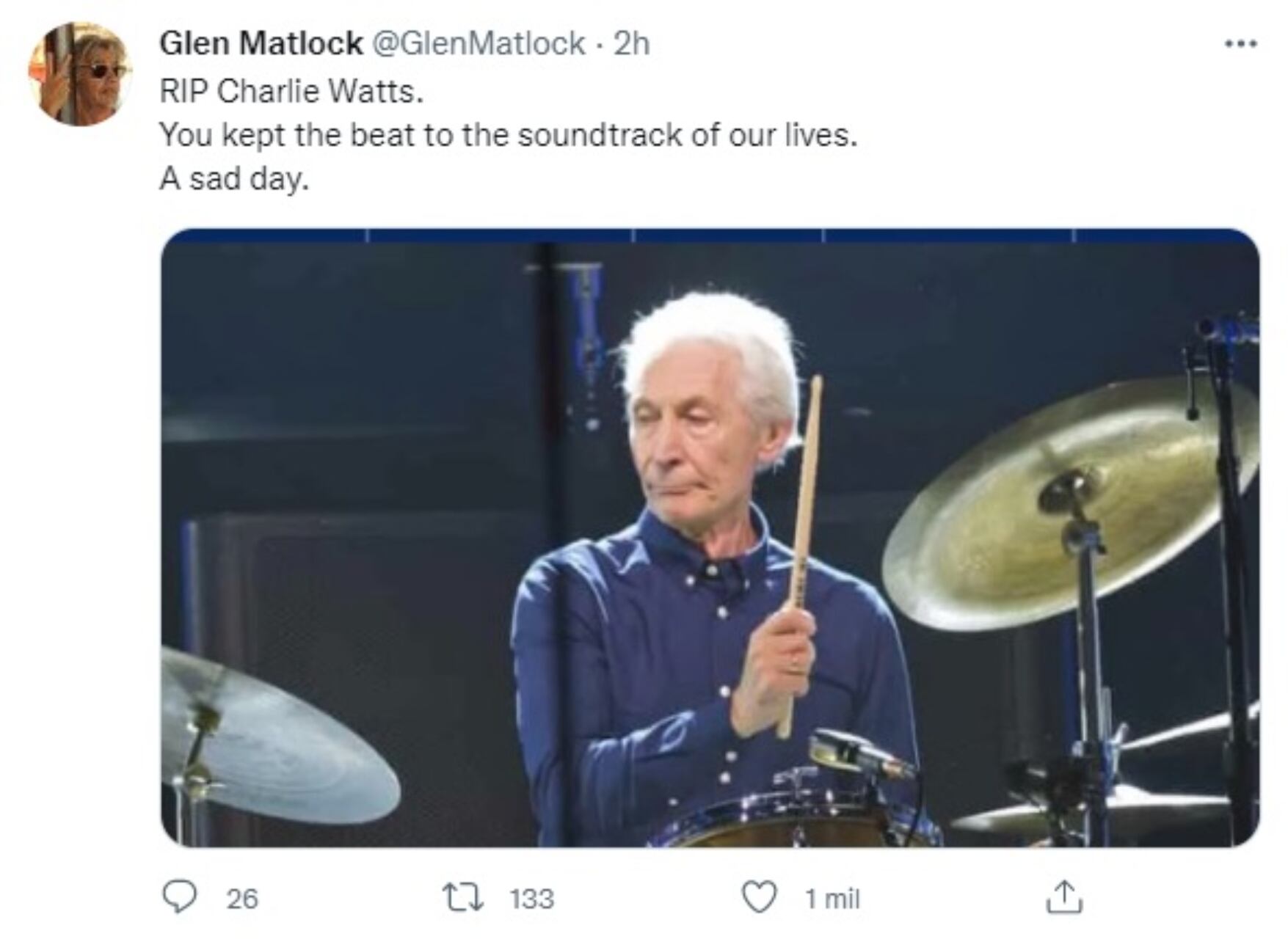 Glen Matlock también recordó a Charlie Watts