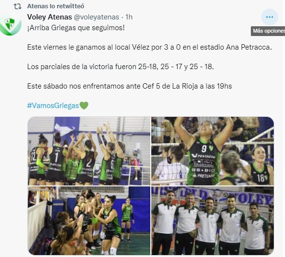 Las chicas de Atenas, firmes en la Liga de Vóley.