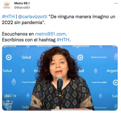 La ministra de Salud aseguró: "De ninguna manera imagino un 2022 sin pandemia".