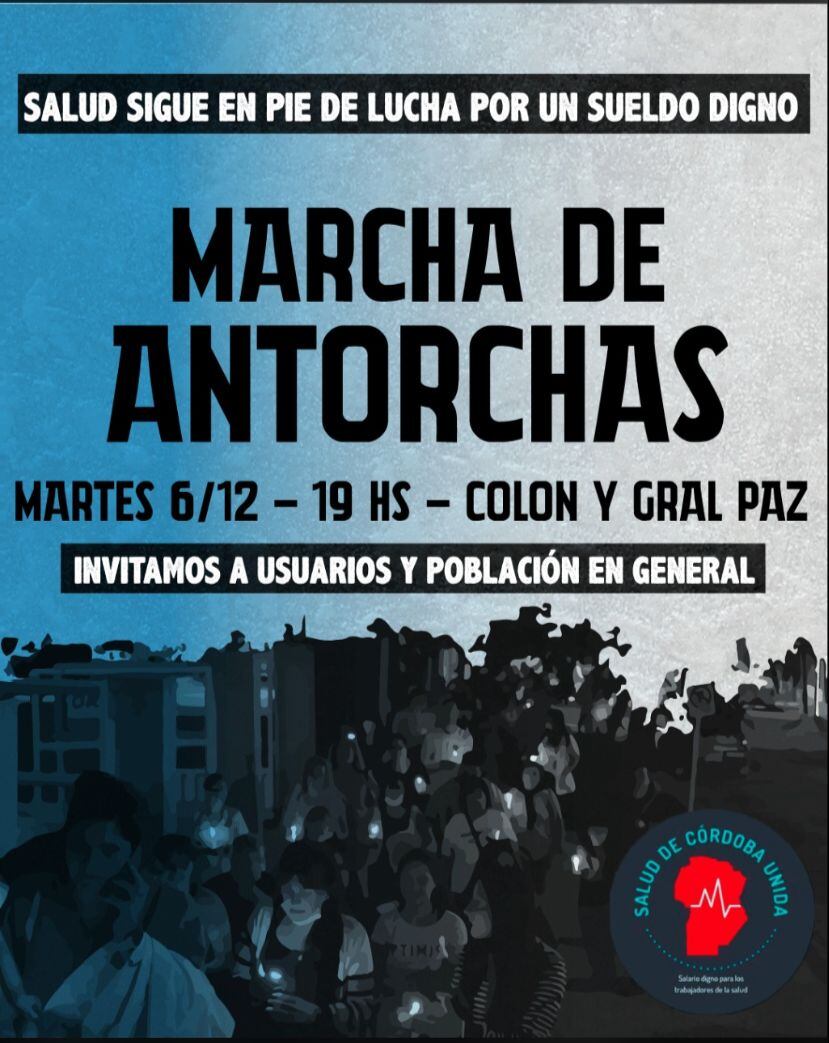 Marcha de antorchas anunciada por los trabajadores de la salud.