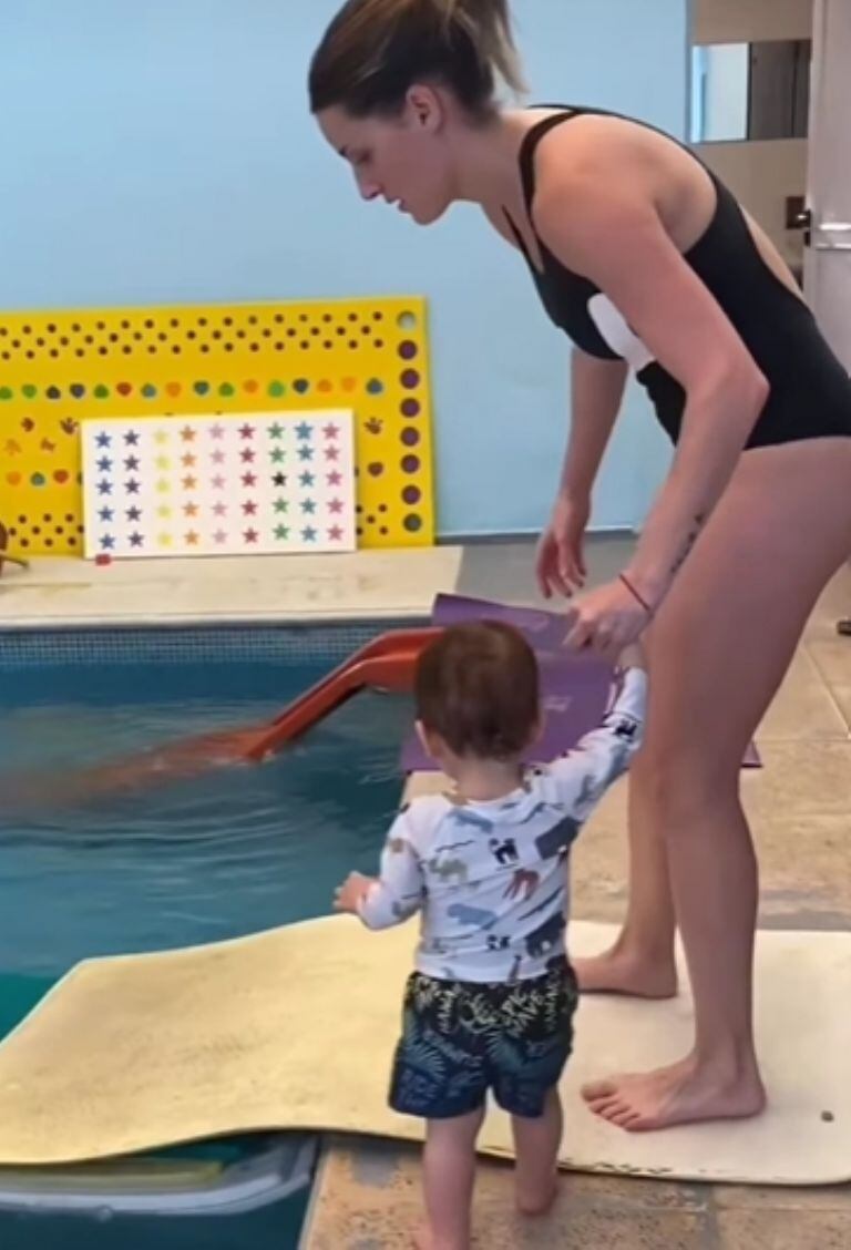 Mica Viciconte y su hijo Luca