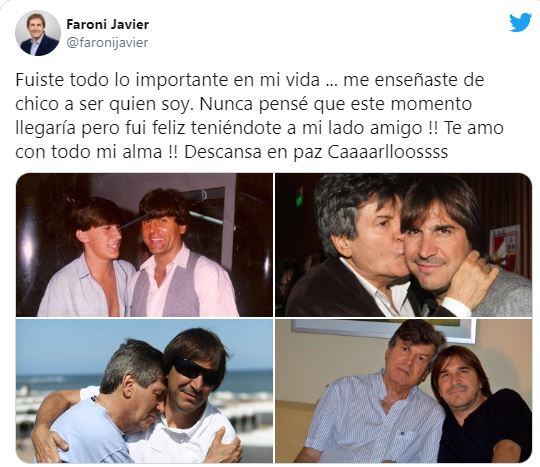 El mensaje de despedida de Javier Faroni para Carlín Calvo