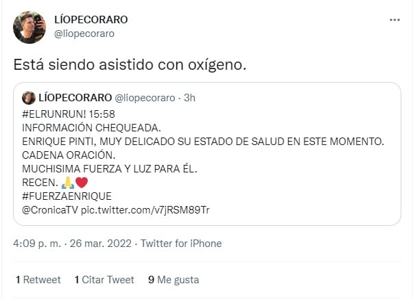 Lío Pecoraro dio detalles de la salud de Enrique Pinti