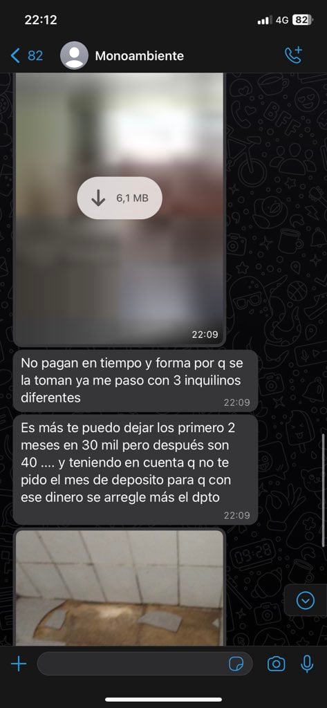 La conversación entre la joven y el propietario del monoambiente.