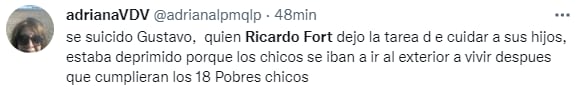 Uno de los tuits que resume lo trágico de la noticia.