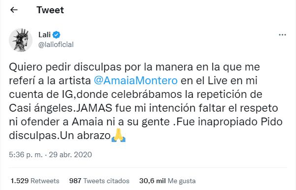 Lali Espósito y su respuesta a Amaia Montero