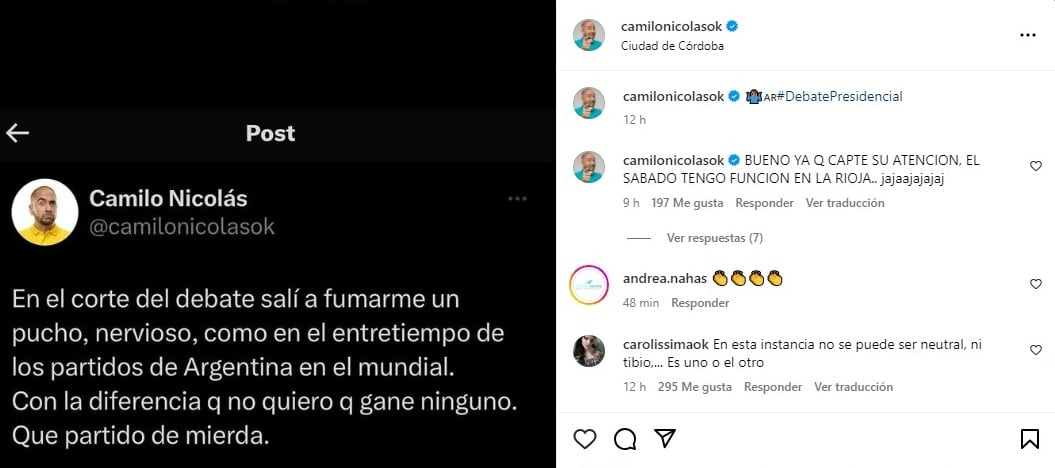 Camilo Nicolás se posicionó tras el debate presidencial.