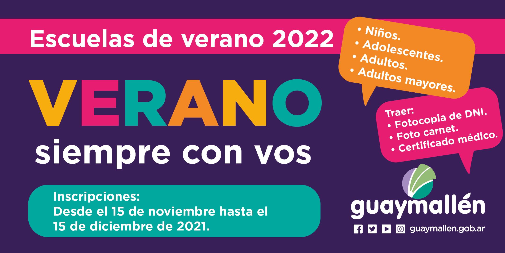 Escuelas de verano 2021-2022 en Guaymallén.