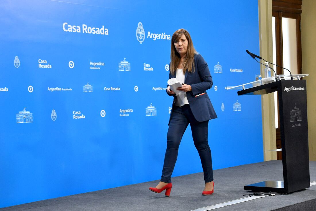 La portavoz de la Presidencia, Gabriela Cerruti, dio a conocer la postura de la Presidencia respecto a la marcha de este sábado del sector agropecuario. (Télam)