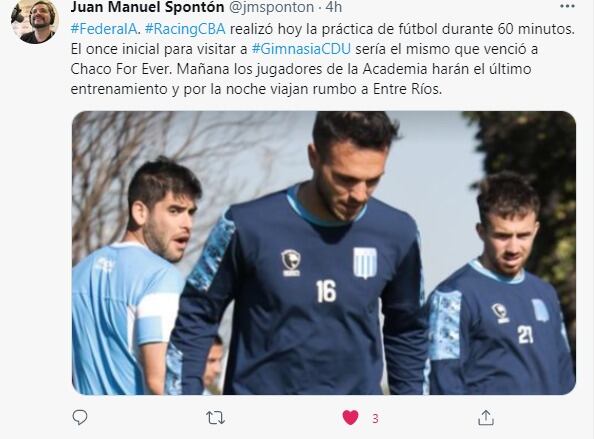 Racing repetirá en Entre Ríos los once con los que venció a Chaco en la última presentación.