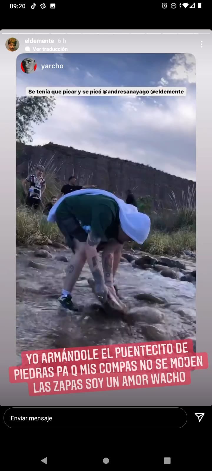 El Demente armando un puente para sus amigos en Mendoza.