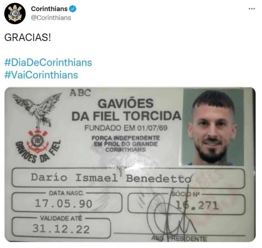 Corinthians cargó a Benedetto