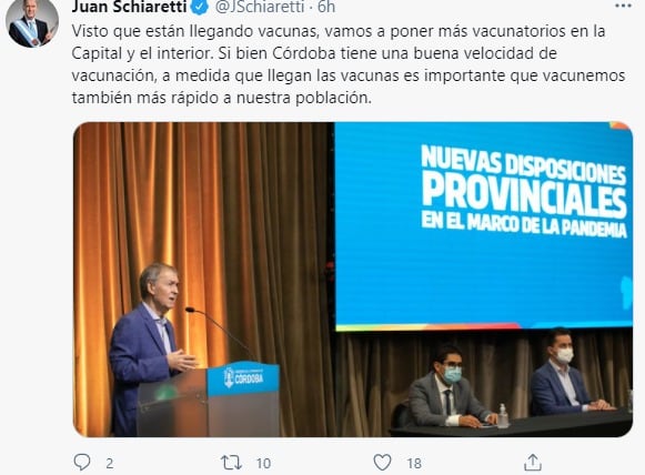 El gobernador Juan Schiaretti remarcó que la provincia atraviesa el pico de la segunda ola.