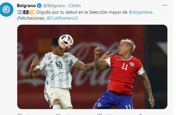 Belgrano se hizo eco del destacado debut del Cuti Romero, surgido en el Pirata.