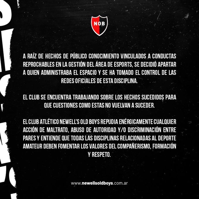 Comunicado de Newell's ante denuncias de acoso