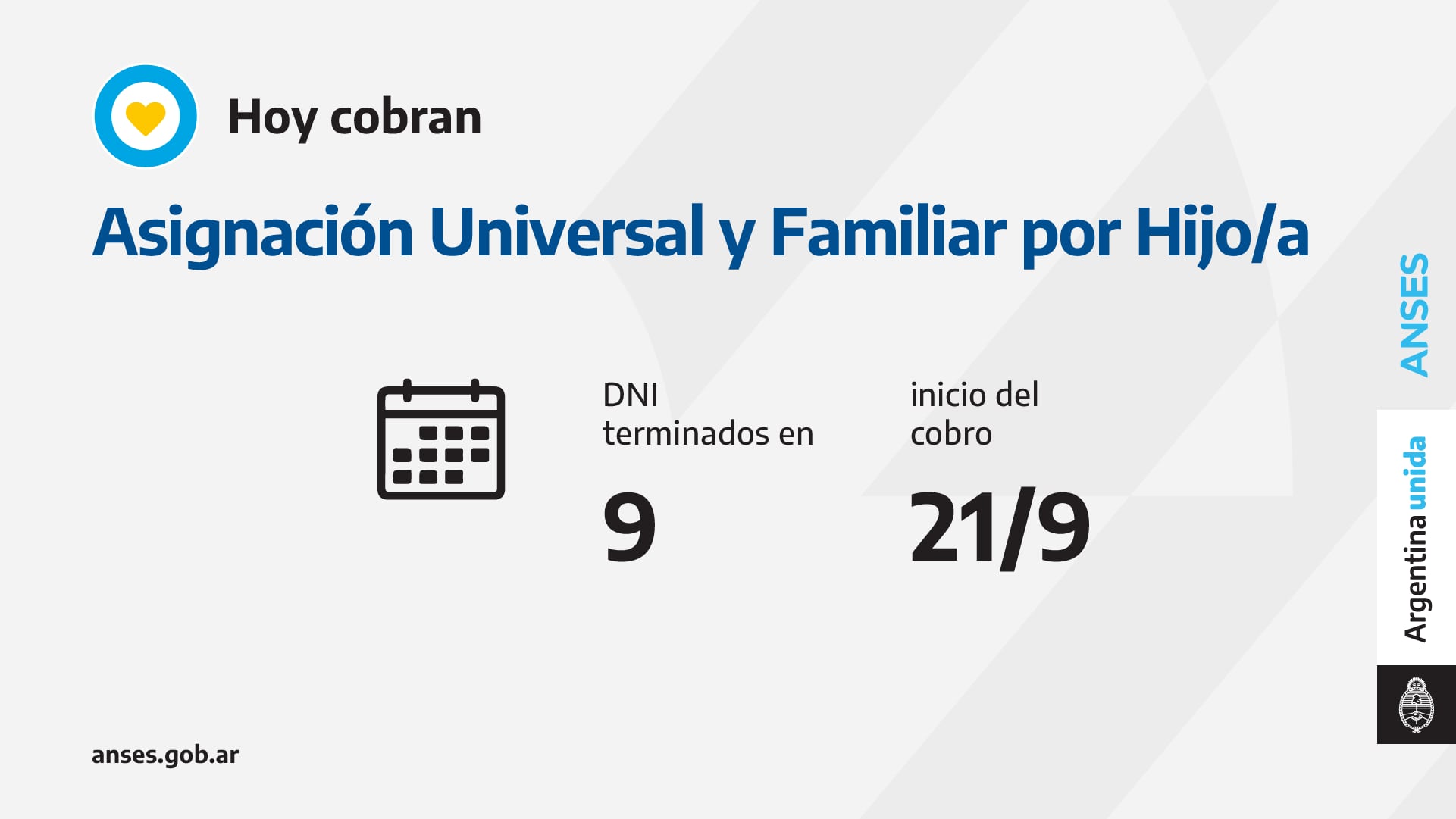 Cronograma de pagos del 21 de septiembre.