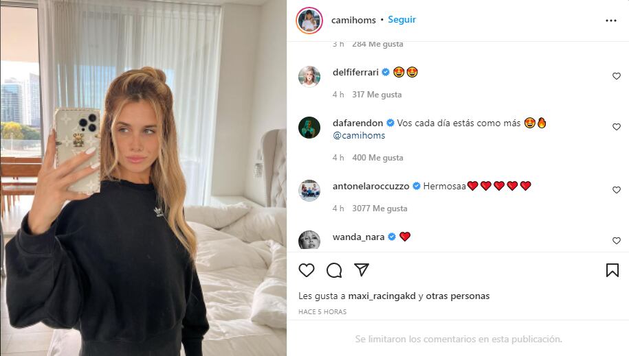 Camila Homs recibió los elogios de Antonela Rocuzzo y Wanda Nara