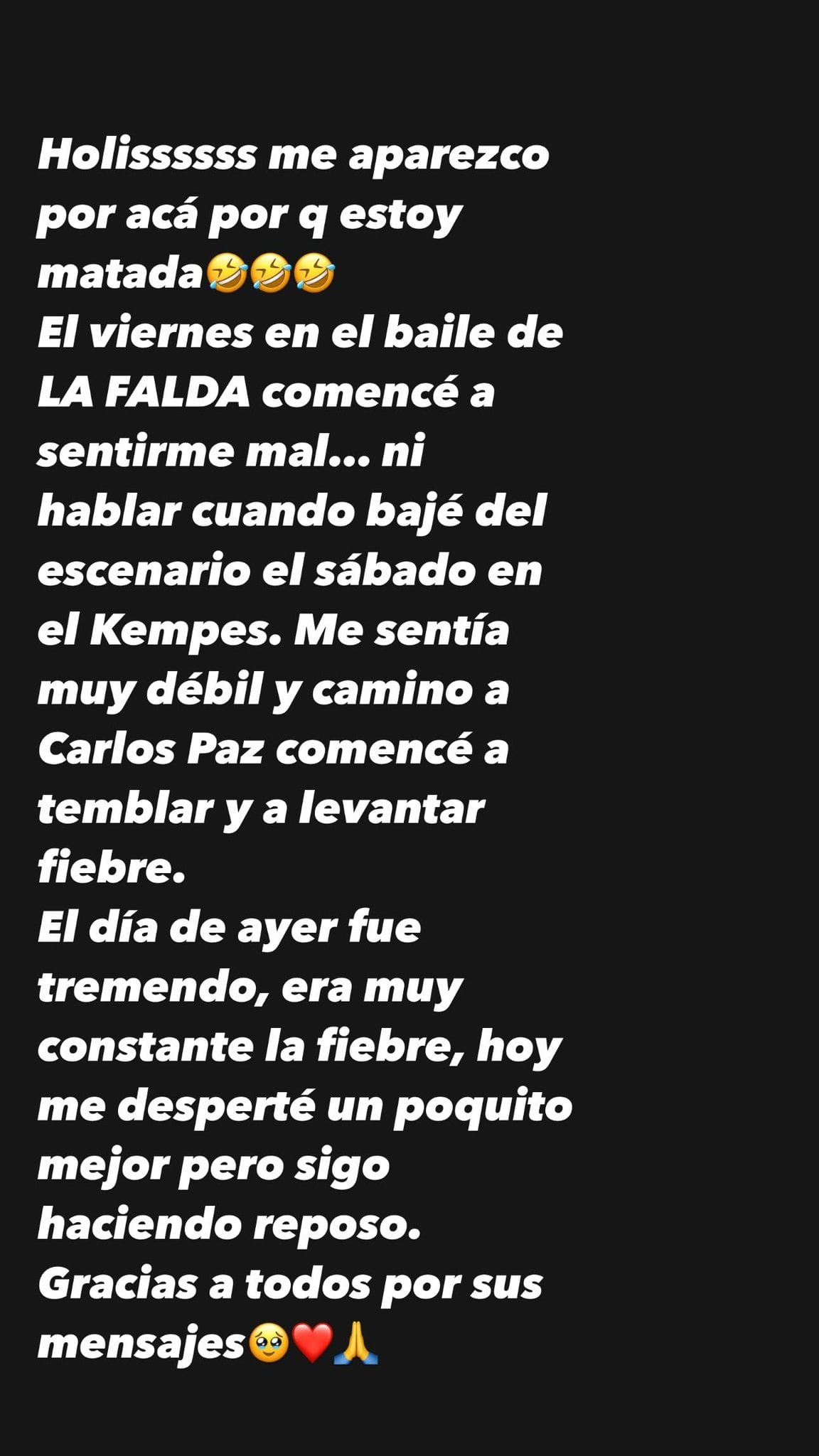 Euge Quevedo explicó qué le sucedió el fin de semana.