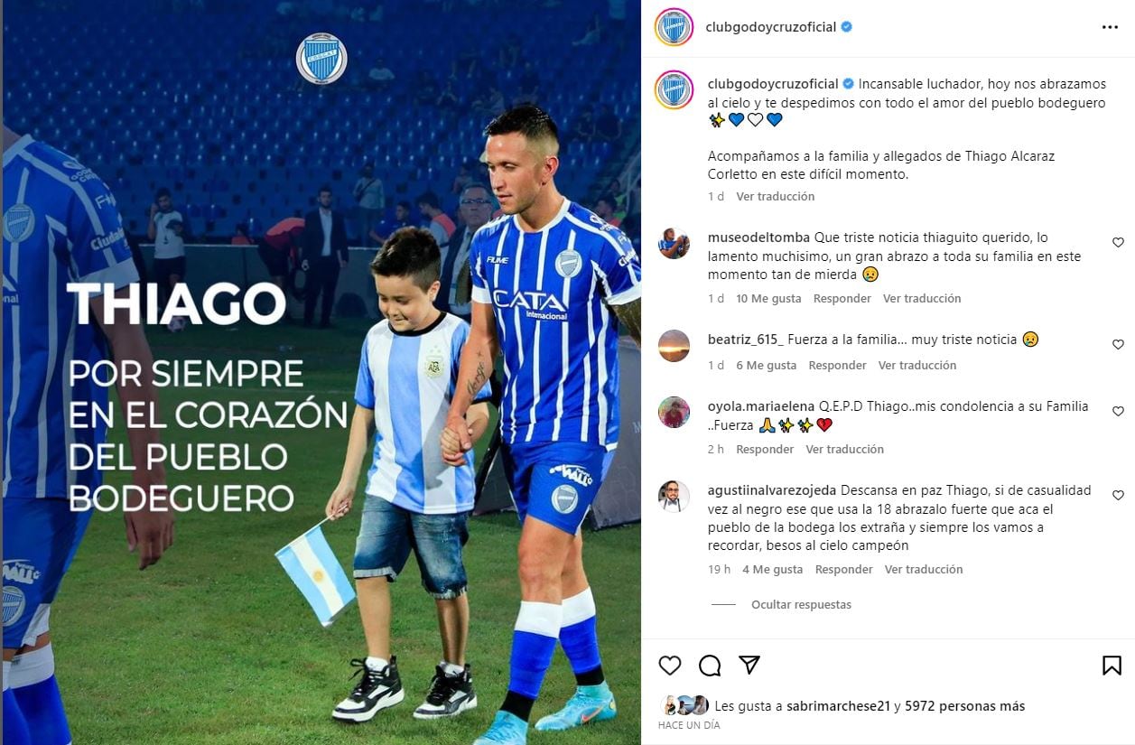 Godoy Cruz A.T. anunció la partida del pequeño luchador contra el cáncer, hincha del Tomba.