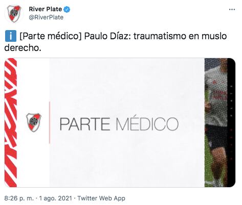 River, con sus figuras comprometidas antes del Superclásico.