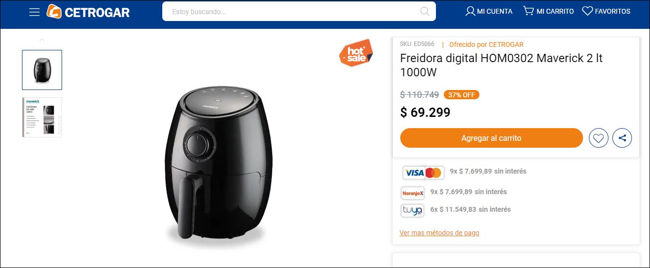 Un relevamiento de precios de la freidora de aire durante el Hot Sale.