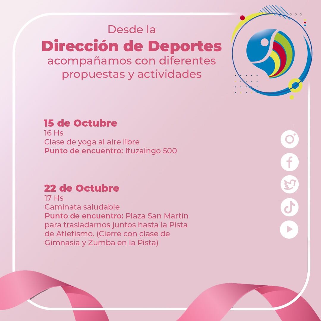 Deportes: actividades especiales en el marco del Mes Rosa