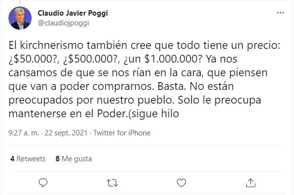 Tweet de Claudio poggi