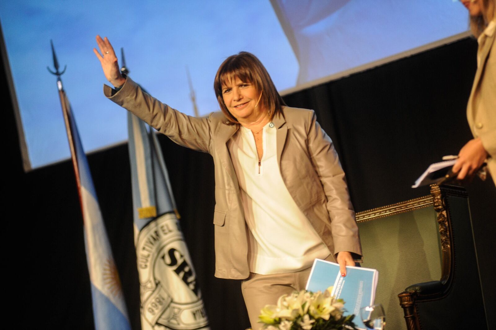 La precandidata a presidenta en La Rural.