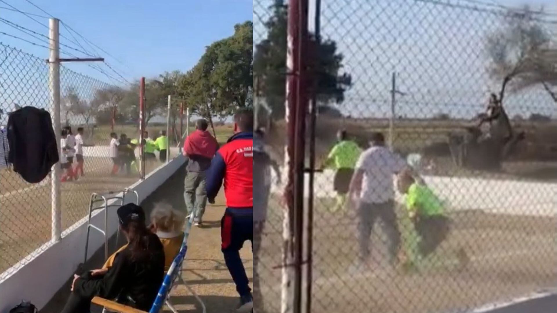 Atacaron a la terna arbitral dentro de la cancha.