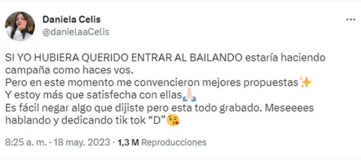 La furia de Daniela Celis en Twitter