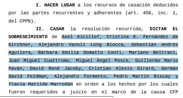 Sobreseimiento sobre la causa dólar futuro