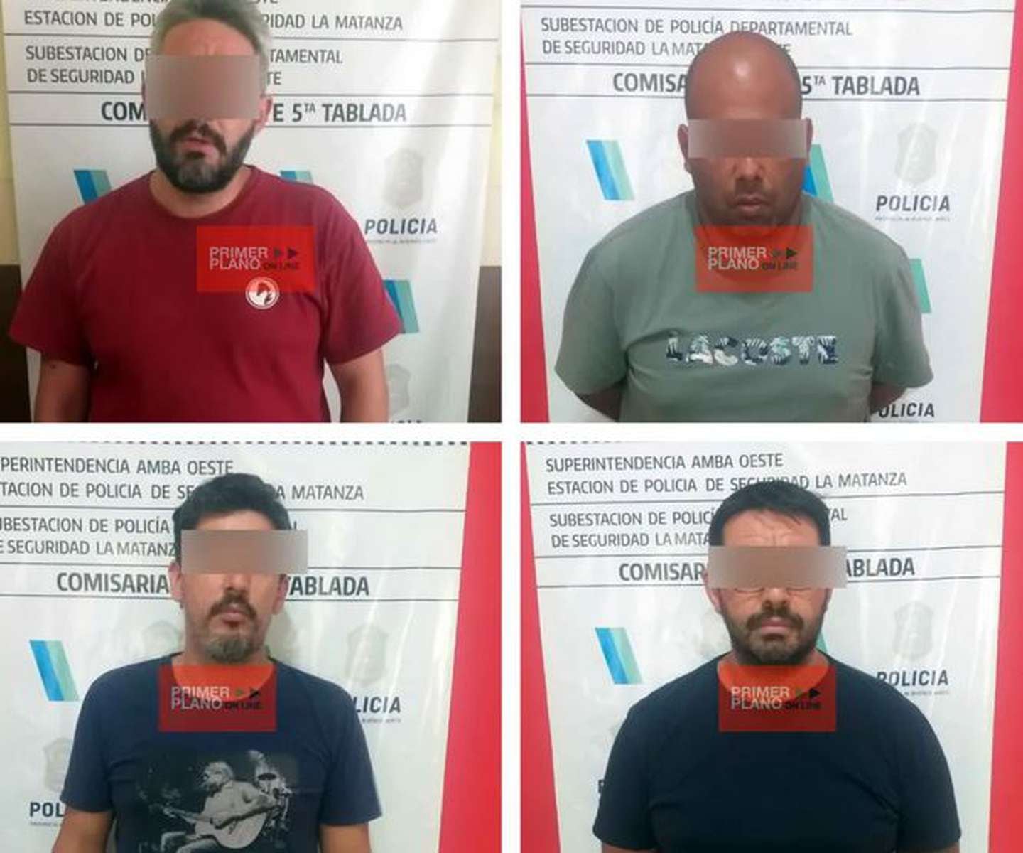 La foto de los cuatro sospechosos detenidos por el crimen de Miguel Michelle.