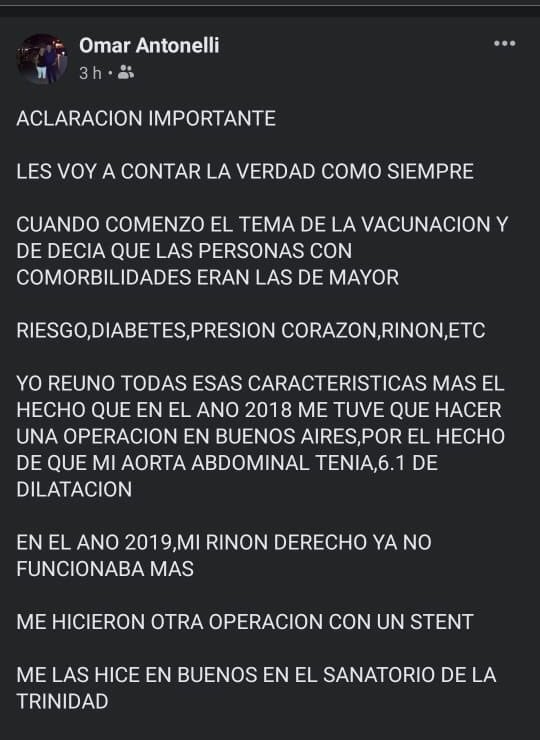 La polémica confesión de Omar Antonelli