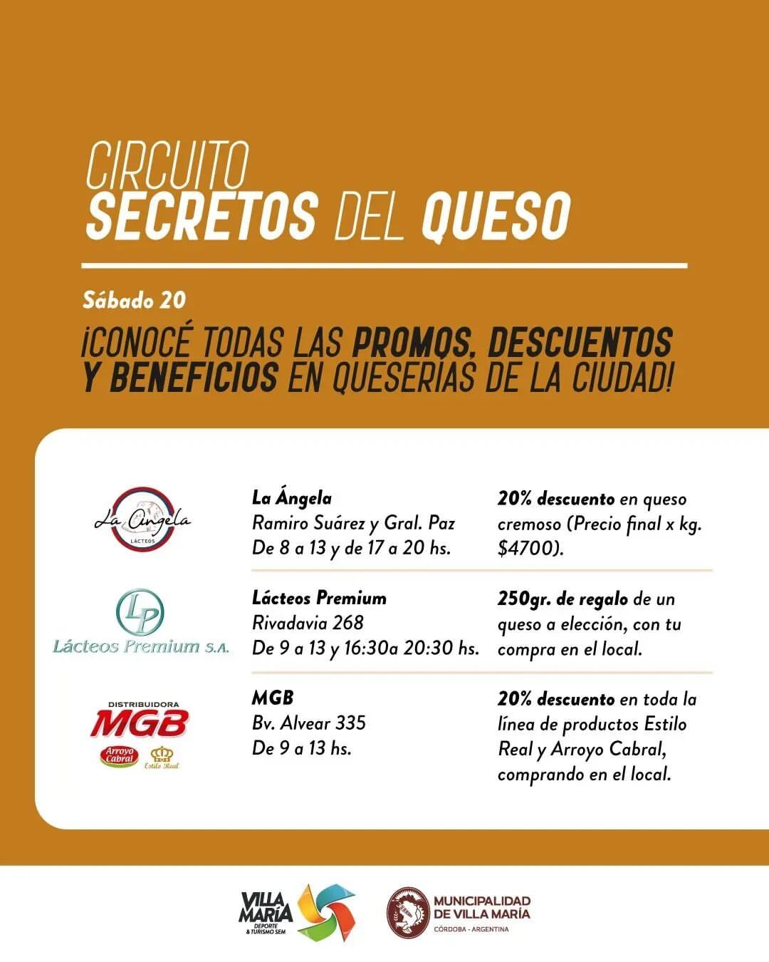 Promociones, descuentos y beneficios para quienes participen en Secretos del Queso.