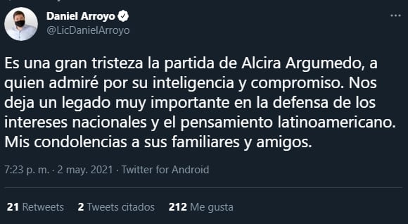 Cristina Kirchner y funcionarios del Gobierno nacional despidieron a Alcira Argumedo (Foto: Twitter)