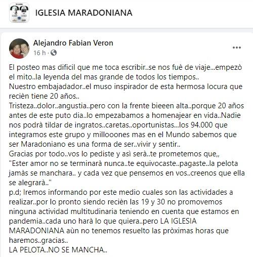 El periodista Alejandro Verón contó cómo fue el último encuentro con el astro. (Facebook)