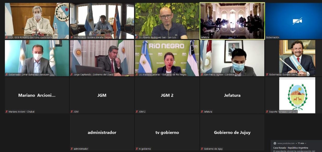 Gustavo Melella participó del encuentro virtual con mandatarios de otras provincias.