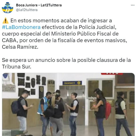 Clausuran la Tribuna Superior Sur de la Bombonera.