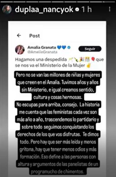 La picante respuesta de Amalia Granata a Nancy Duplaá: “Dice que no soy instruida, ella saca beneficios…”