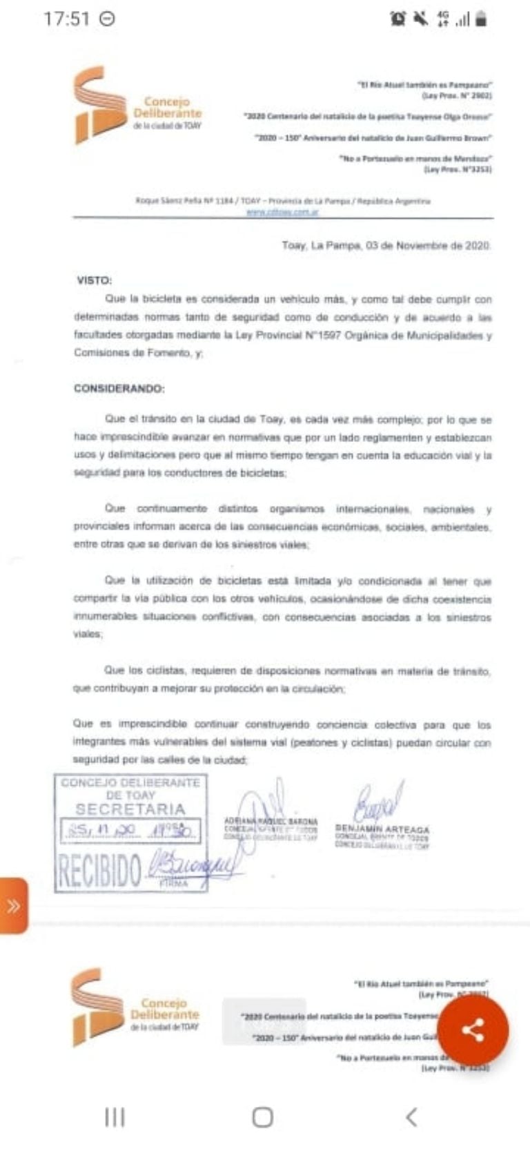 El proyecto original plagiado por el concejal santacruceño es de La Pampa.