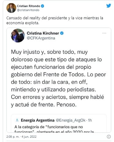 Ritondo fue más escueto pero duro.