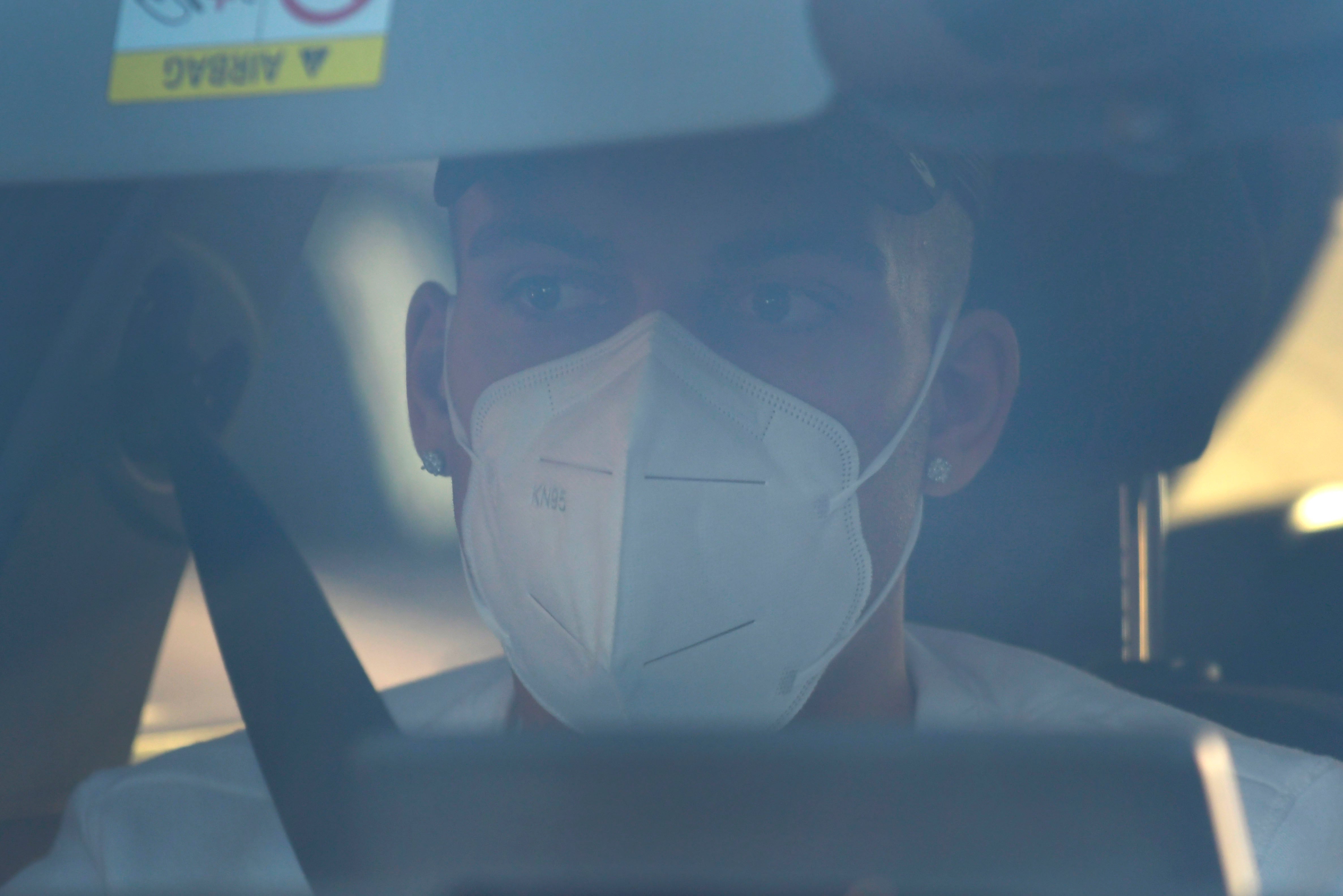 Lautaro Martínez llegando al hospital Notti. 