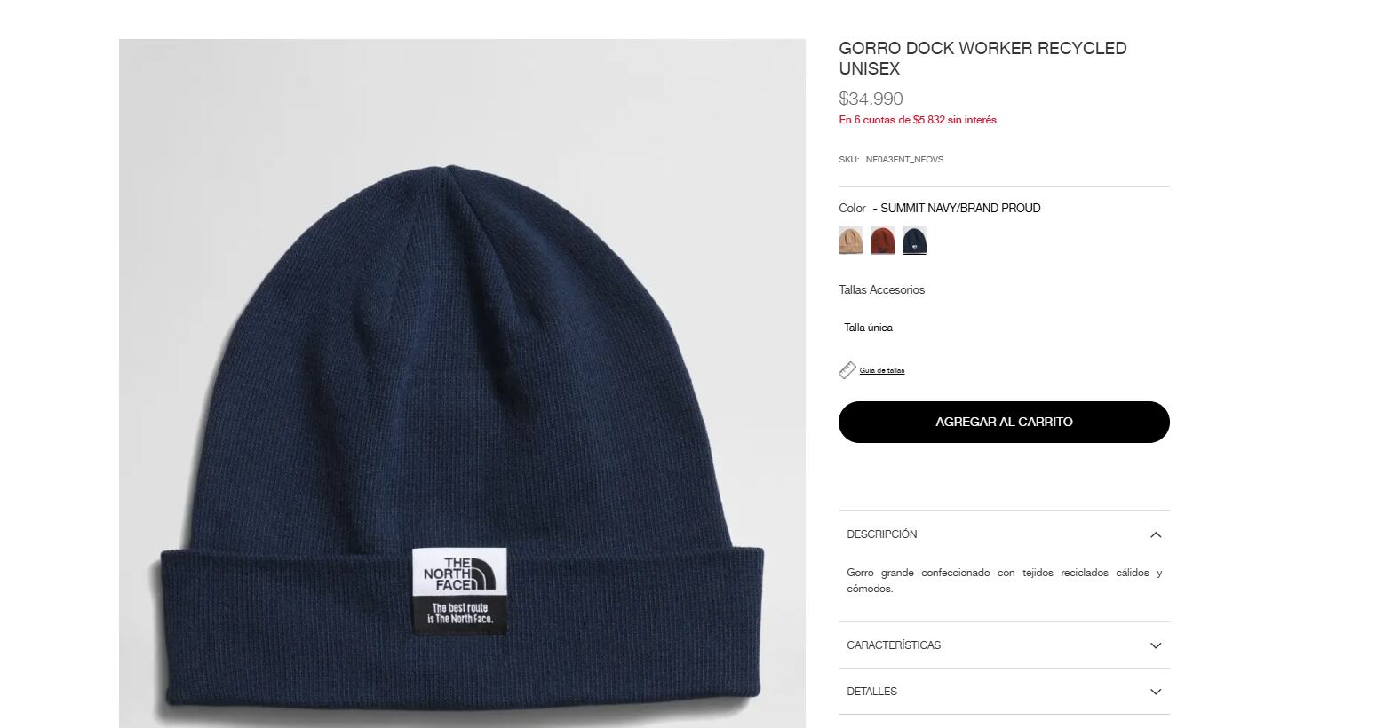 Esto es lo que cuestan los gorros de nieve The North Face en Chile.