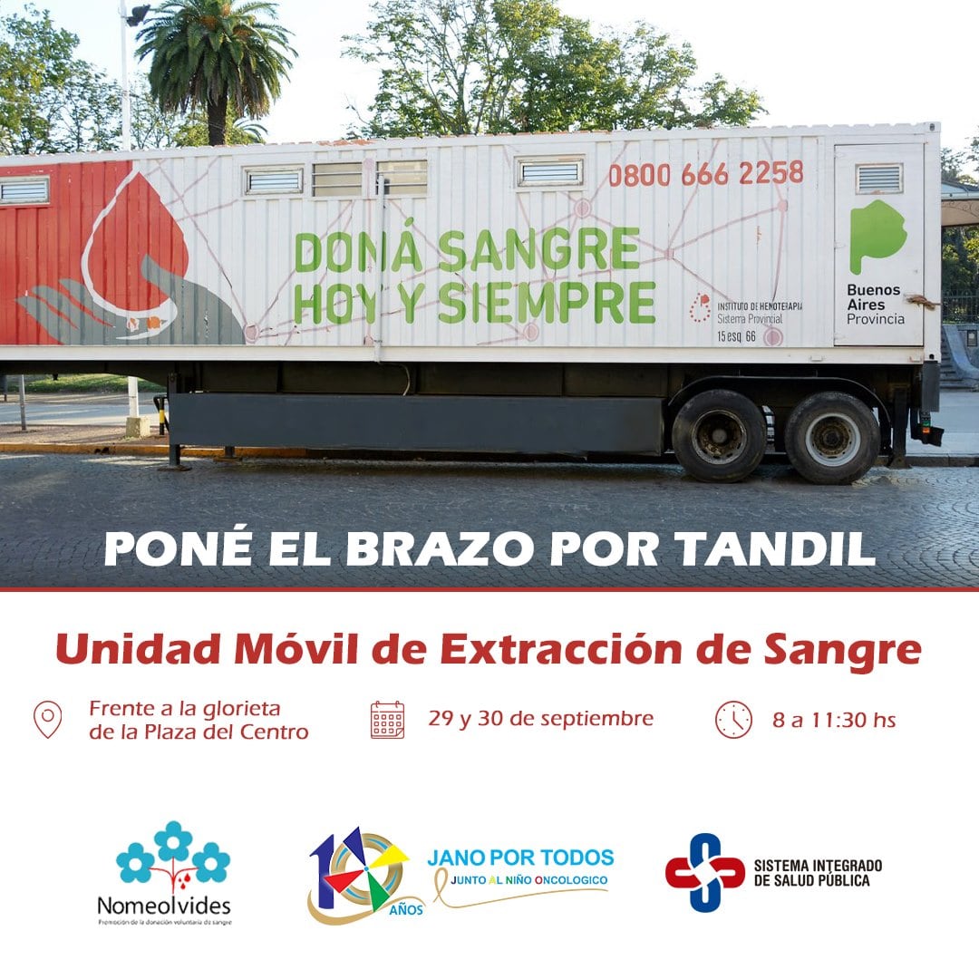 Así será el operativo para donar sangre en Tandil