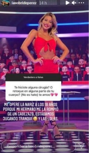 Sol aseguró que solo se ha operado la nariz y las lolas.