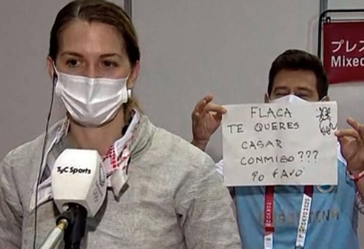 Propuesta de casamiento en vivo: la esgrimista Belén Pérez Maurice fue sorprendida tras su eliminación en Tokio 2020