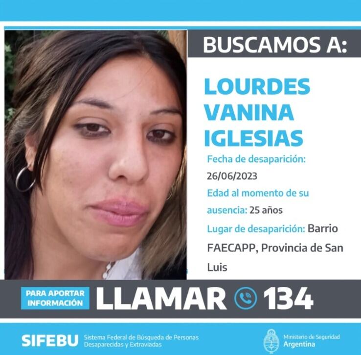 Buscan en toda la Argentina a Lourdes Iglesias, la chica que desapareció en San Luis