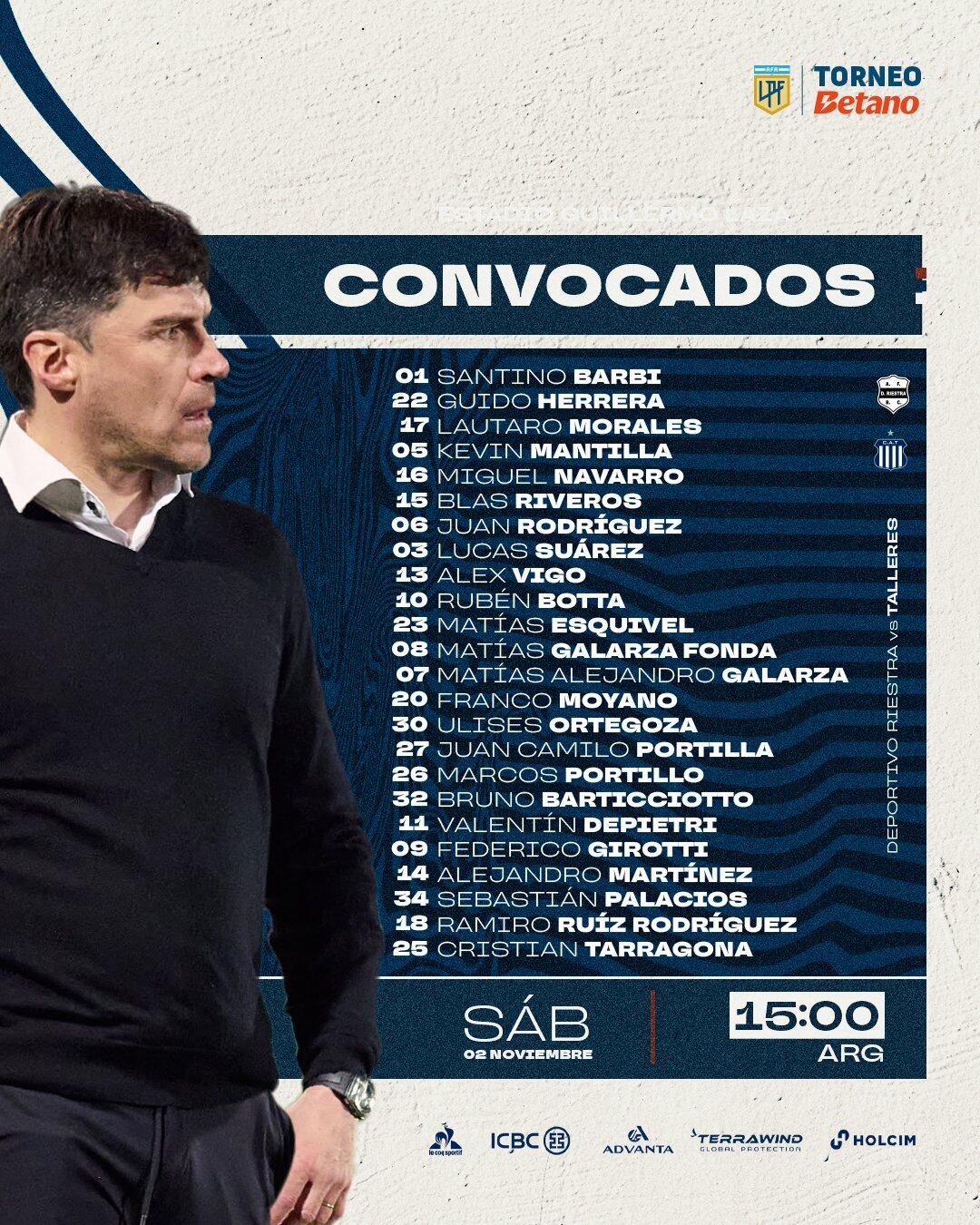 La lista de concentrados de Talleres para visitar a Deportivo Riestra